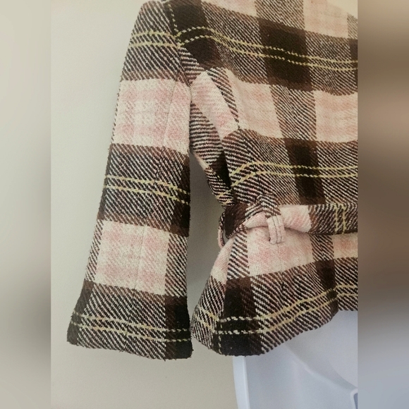 Cabi Plaid Belted Short Jacket Wool Blend Blazer 8 - Picture 12 of 16